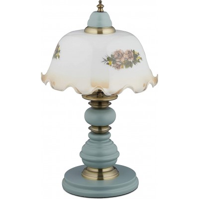Lampada da tavolo 40W 44×27 cm. Cristallo, tessile e bicchiere. Colore bianca