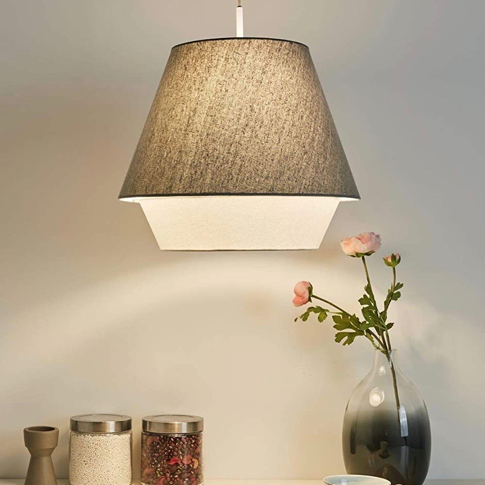 69,95 € Free Shipping | Hanging lamp 20W 37×37 cm. Textile. Gray Color