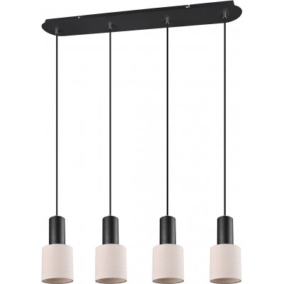 Lámpara colgante Trio 5W Forma Cilíndrica 150×80 cm. 4 focos Salón, dormitorio y vestíbulo. Estilo moderno. Metal y Textil. Color negro