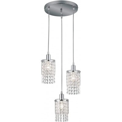 Lampada a sospensione Reality 10W 150×30 cm. Tripla messa a fuoco Acrilico e metallo. Colore cromato