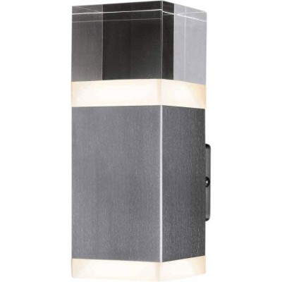 Indoor wall light 9W 3000K Warm light. Rectangular Shape 22×11 cm. Living room, bedroom and lobby. Steel, Stainless steel and Crystal. Gray Color