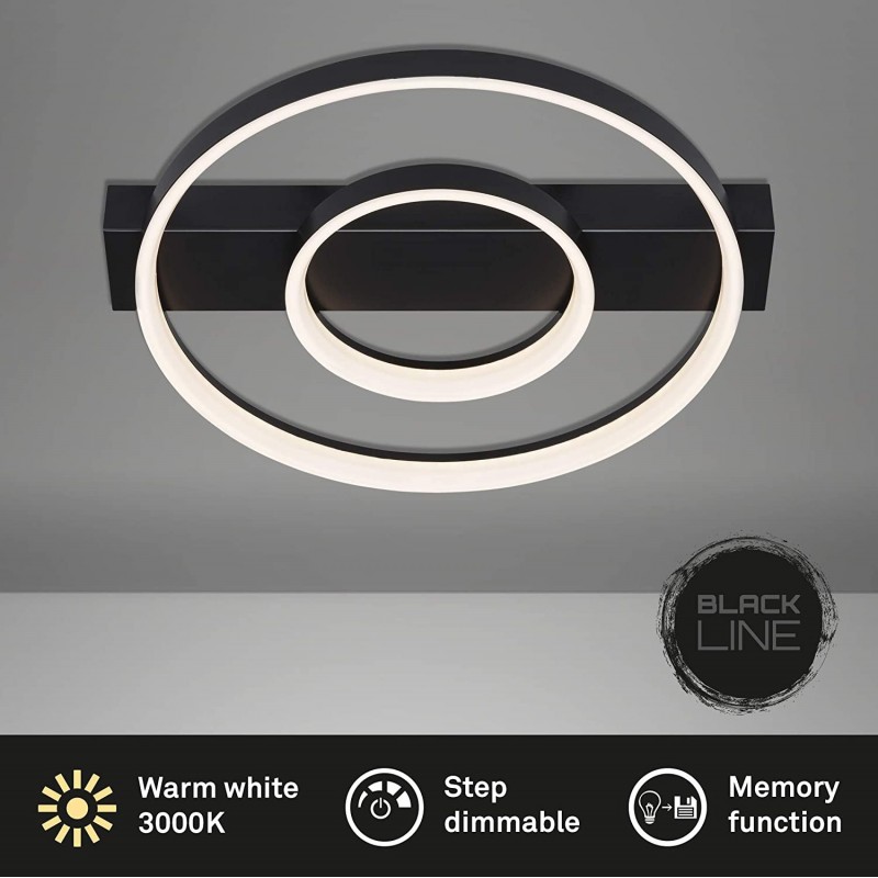 119,95 € Free Shipping | Ceiling lamp 26W Round Shape 44×40 cm. 2 adjustable LED light points. memory function Living room, bedroom and lobby. Modern Style. PMMA and Metal casting. Black Color