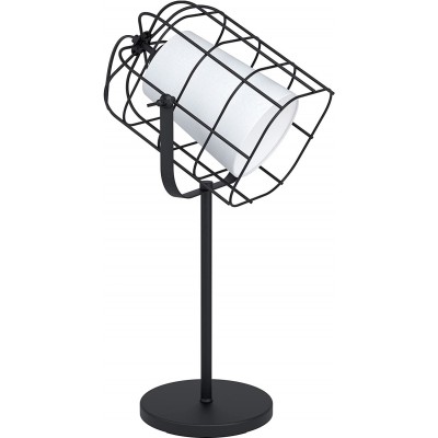 Lámpara de escritorio Eglo Forma Cilíndrica 57×28 cm. Salón, comedor y dormitorio. Estilo moderno e industrial. Acero y Textil. Color negro