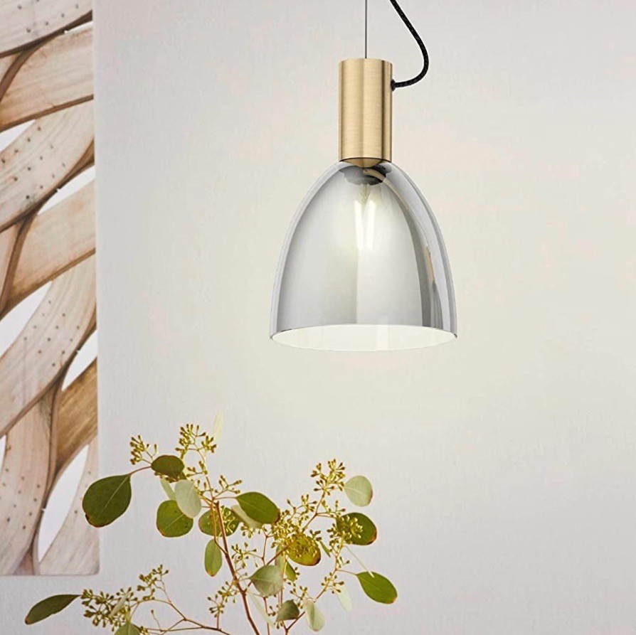 72,95 € Free Shipping | Hanging lamp Eglo Ø 19 cm. Steel, metal casting and glass. Golden Color