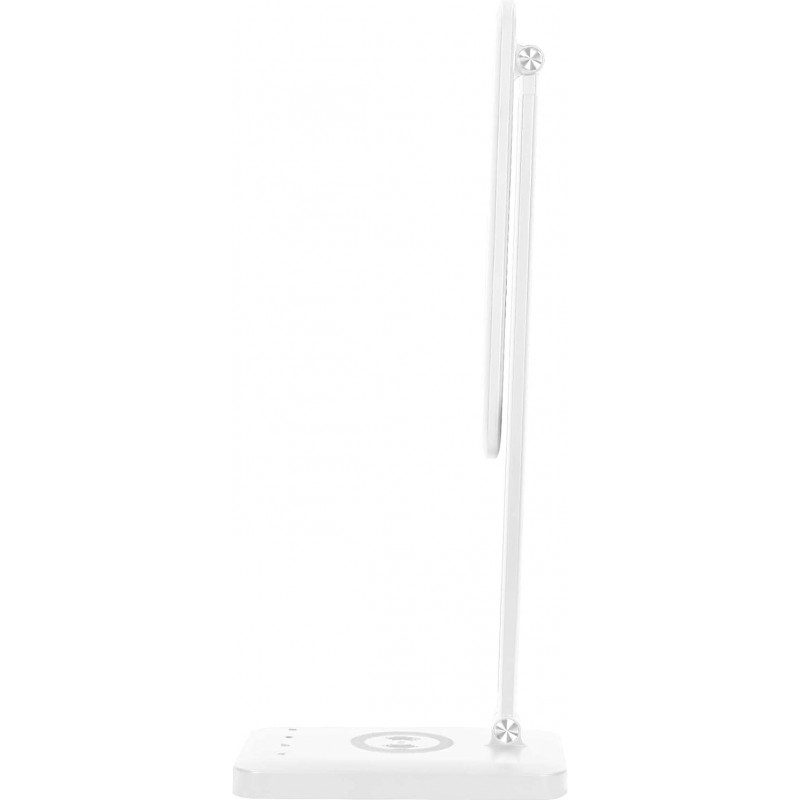 55,95 € Free Shipping | Desk lamp 7W 3000K Warm light. Extended Shape 13×5 cm. LED with USB connection. inductive charger Dining room, bedroom and lobby. Modern Style. Aluminum and PMMA. White Color