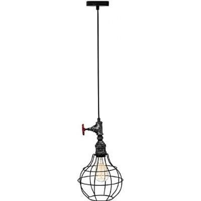 113,95 € Free Shipping | Hanging lamp 100W 25×25 cm. Metal casting. Black Color