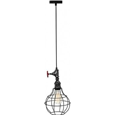 118,95 € Free Shipping | Hanging lamp 100W Spherical Shape 25×25 cm. Living room, bedroom and lobby. Metal casting. Black Color