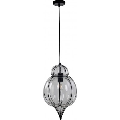 99,95 € Free Shipping | Hanging lamp 40W Spherical Shape 150×28 cm. Living room, dining room and bedroom. Modern Style. Metal casting and Glass. Black Color
