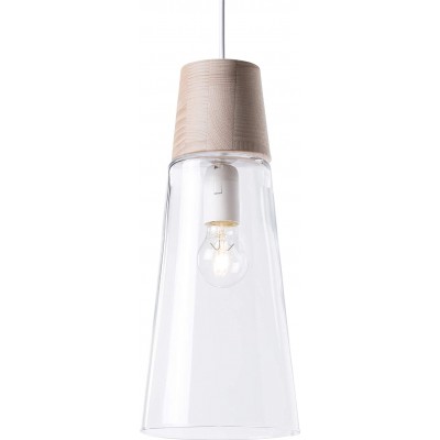 Lampada a sospensione 5W Forma Cilindrica 35×16 cm. Soggiorno, sala da pranzo e camera da letto. Cristallo, Legna e Bicchiere. Colore marrone