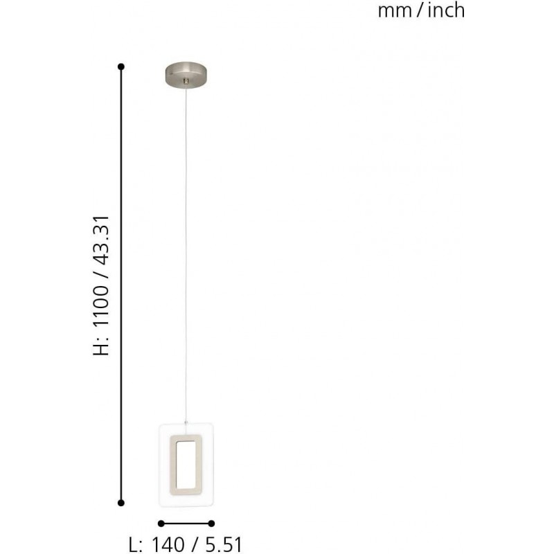 76,95 € Free Shipping | Hanging lamp Eglo 5W Rectangular Shape 110×14 cm. Living room, dining room and bedroom. Steel and PMMA. Nickel Color