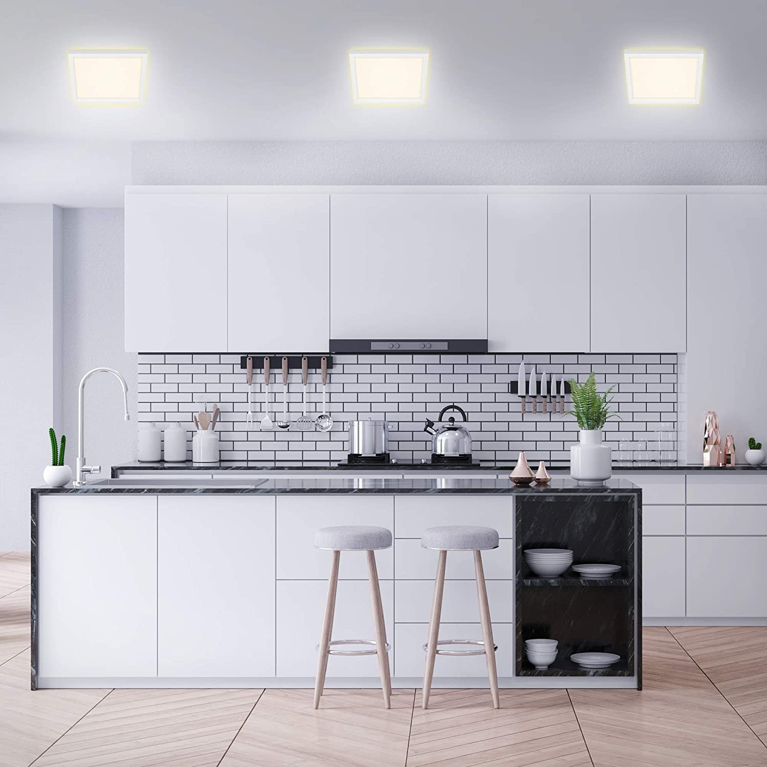 69,95 € Envio grátis | Luz de teto interna 18W 29×29 cm. LED. efeito de luz negra Pmma. Cor branco