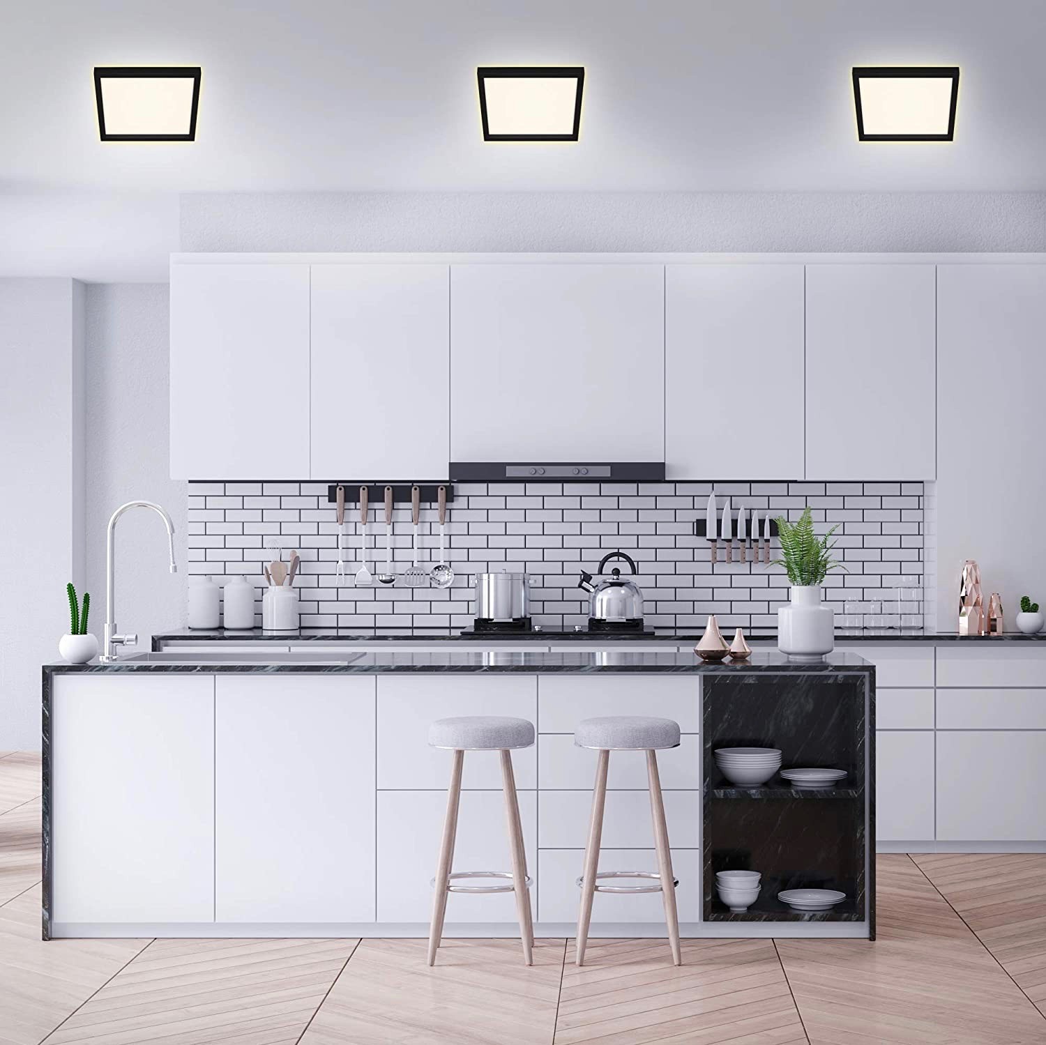 79,95 € Spedizione Gratuita | Plafoniera da interno 18W 30×30 cm. LED. effetto luce nera Pmma. Colore nero