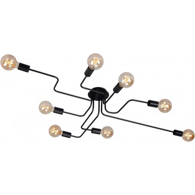 113,95 € Free Shipping | Ceiling lamp 60W 132×71 cm. 6 spotlights Metal casting. Black Color