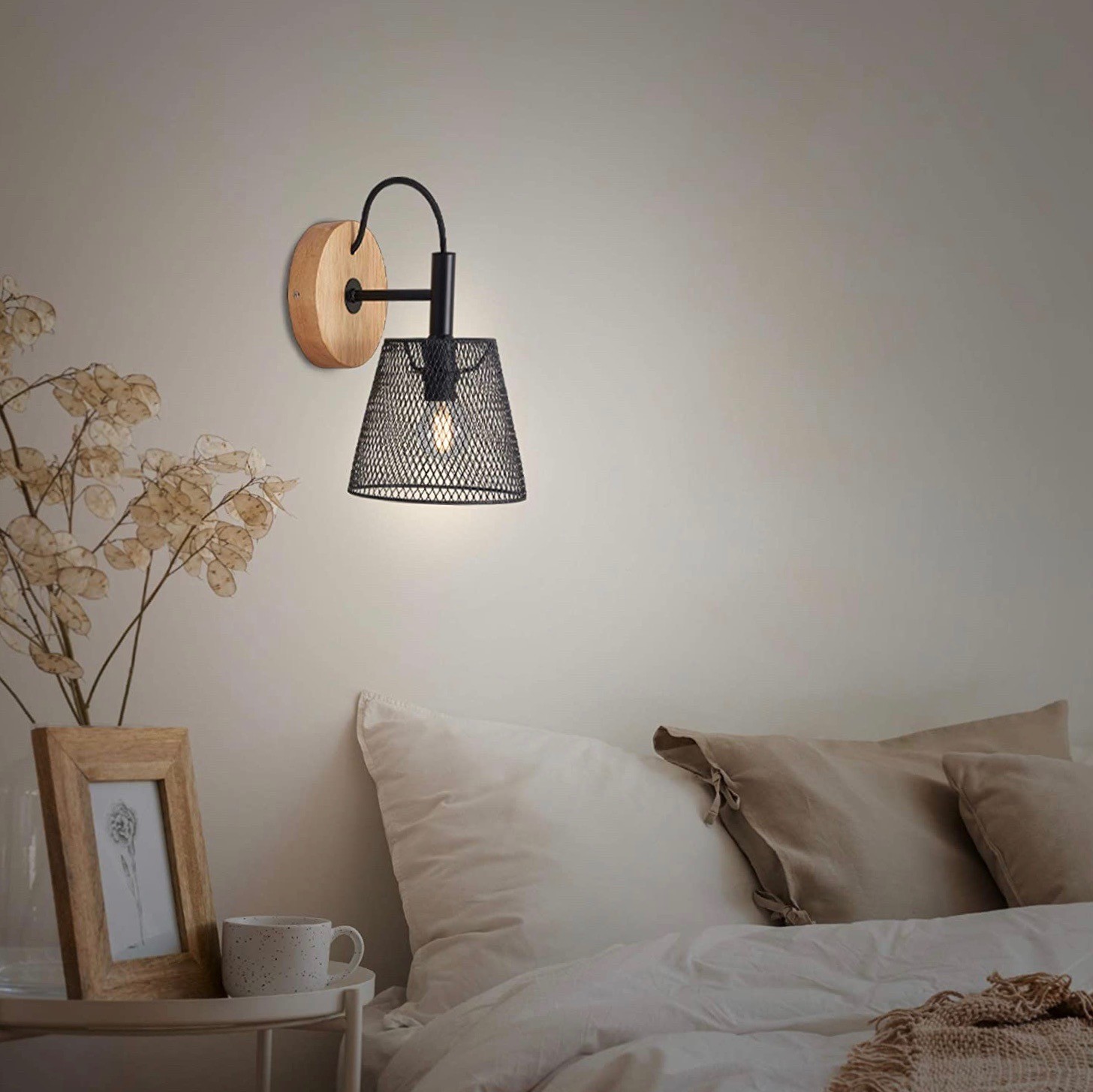 79,95 € Kostenloser Versand | Innenwandleuchte 25W Ø 12 cm. Metall und holz. Schwarz Farbe
