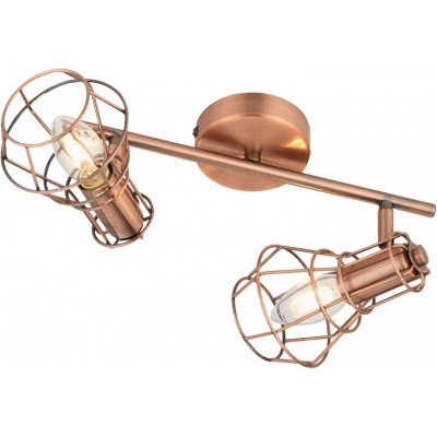 75,95 € Free Shipping | Ceiling lamp 42×20 cm. Double adjustable focus Living room, dining room and bedroom. Metal casting. Copper Color