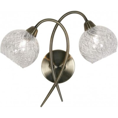72,95 € Free Shipping | Indoor wall light Spherical Shape 32×28 cm. Double focus Living room, dining room and bedroom. Classic Style. Metal casting and Glass. Brass Color