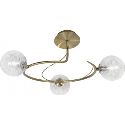 119,95 € Free Shipping | Ceiling lamp Spherical Shape 38×35 cm. 3 points of light Living room, dining room and lobby. Brass Color