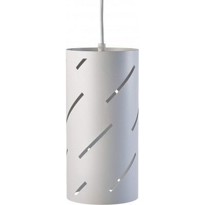 Lampe à suspension 60W Façonner Cylindrique 32×14 cm. Salle, salle à manger et chambre. Métal. Couleur blanc