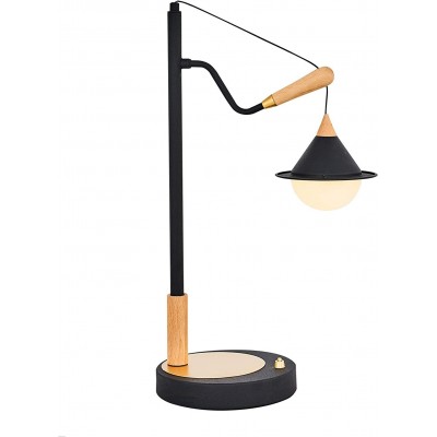 Lámpara de escritorio 5W 60×35 cm. Comedor, dormitorio y vestíbulo. Acrílico, Metal y Madera. Color negro