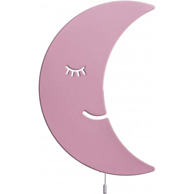 129,95 € Spedizione Gratuita | Lampada per bambini 42×30 cm. Disegno della luna Legna. Colore rosa