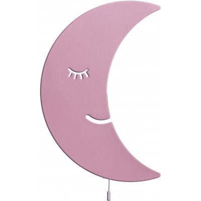 136,95 € Spedizione Gratuita | Lampada per bambini 42×30 cm. Disegno della luna Sala da pranzo, camera da letto e atrio. Legna. Colore rosa