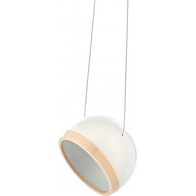 Подвесной светильник 60W Сферический Форма 22×22 cm. Столовая, спальная комната и лобби. Металл и Древесина. Белый Цвет