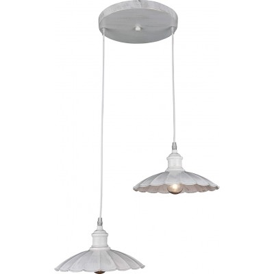 Lampada a sospensione Forma Rotonda 80×30 cm. 2 punti luce Sala da pranzo, camera da letto e atrio. Metallo. Colore bianca