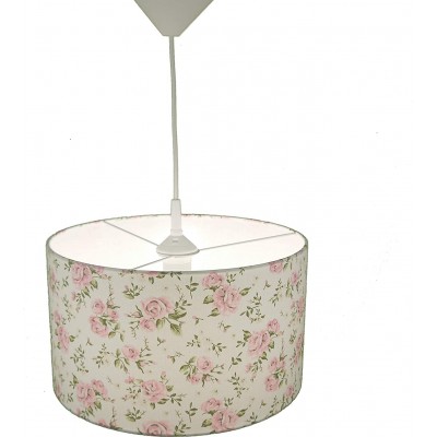 Lampada a sospensione 60W Forma Cilindrica 41×41 cm. Disegno delle rose Soggiorno, sala da pranzo e camera da letto. Tessile. Colore bianca