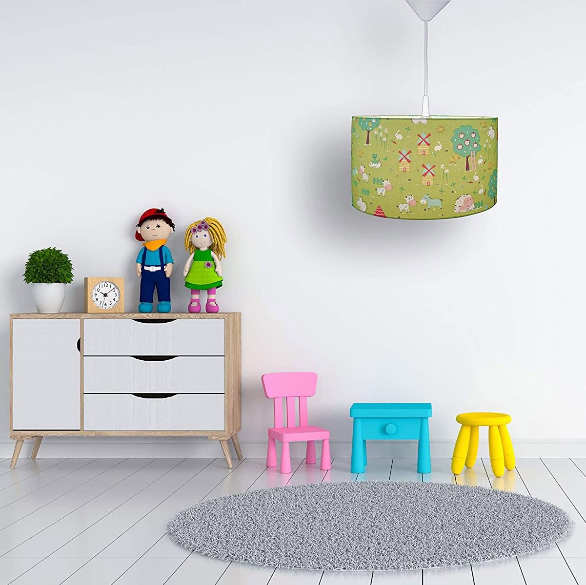 78,95 € Free Shipping | Kids lamp 60W 41×41 cm. Tulip Aluminum and textile. Green Color