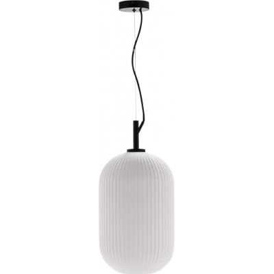 Lampe à suspension Façonner Cylindrique Ø 25 cm. Salle, salle à manger et chambre. Style nordique. Acier, Aluminium et Cristal. Couleur blanc