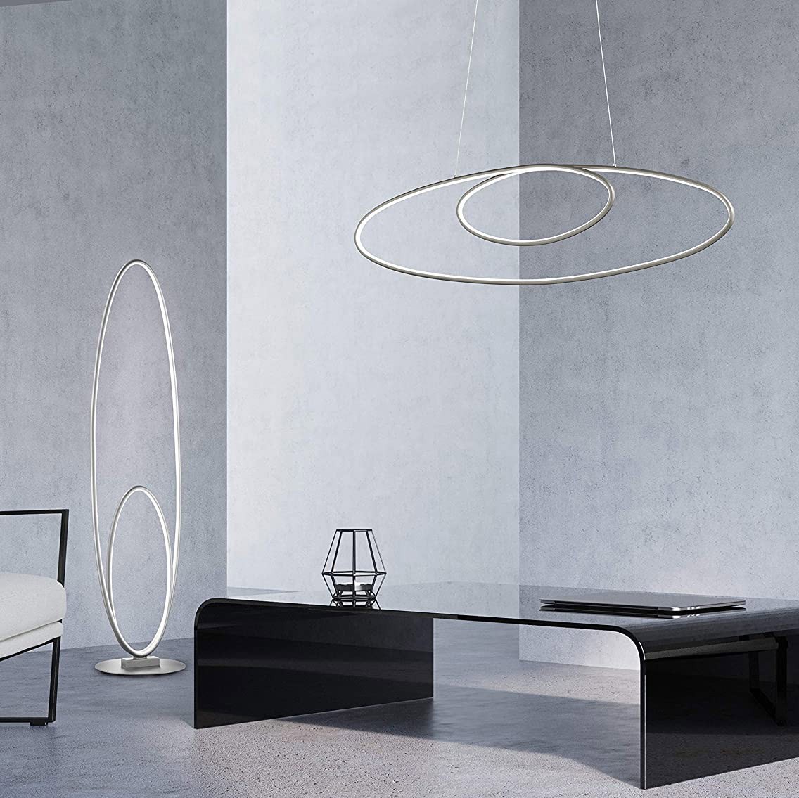 105,95 € Envio grátis | Luminária de piso Trio 35W 3000K Luz quente. 112×29 cm. LED reguláveis Metais. Cor cinza
