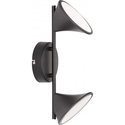 106,95 € Free Shipping | Indoor wall light 14W Conical Shape 40×18 cm. Double focus Living room, dining room and lobby. Modern Style. PMMA and Metal casting. Black Color