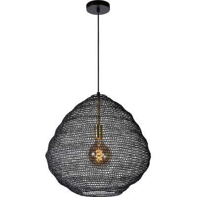 Lampada a sospensione 60W 180×48 cm. Metallo e tessile. Colore nero