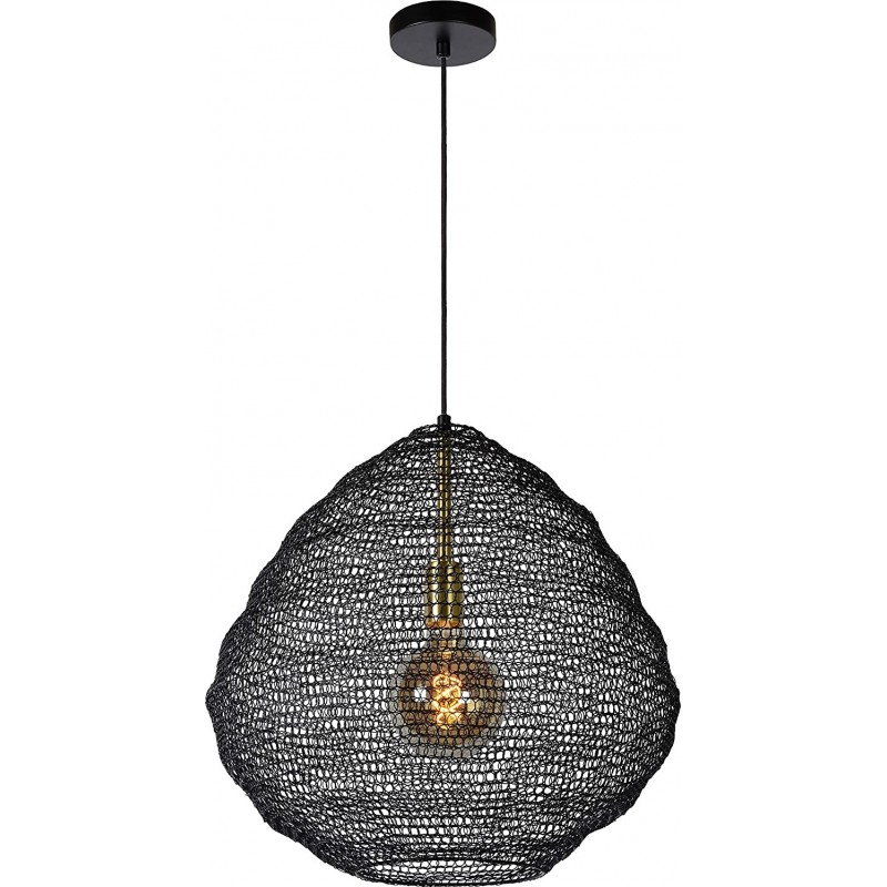 121,95 € Free Shipping | Hanging lamp 60W Spherical Shape 180×48 cm. Living room, bedroom and lobby. Rustic Style. Metal casting and Textile. Black Color