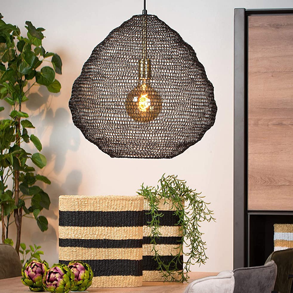 116,95 € Envio grátis | Lâmpada pendurada 60W 180×48 cm. Metais e têxtil. Cor preto