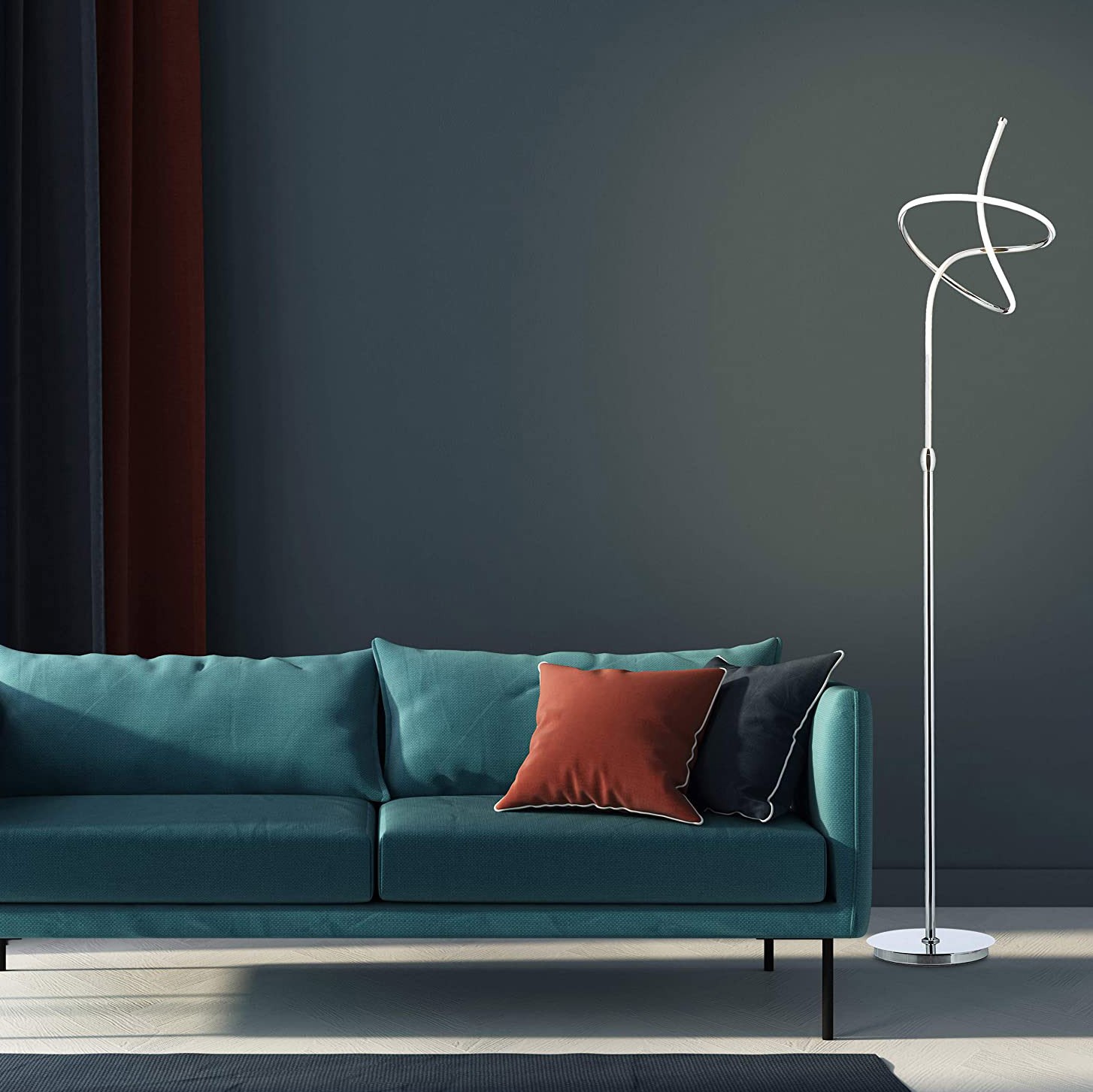 93,95 € Free Shipping | Floor lamp 21W 180×33 cm. LED Metal casting. Silver Color