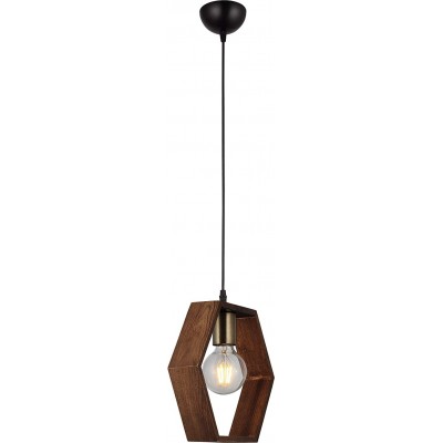 89,95 € Free Shipping | Hanging lamp 40W 85×27 cm. Living room, dining room and lobby. Metal casting and Wood. Brown Color