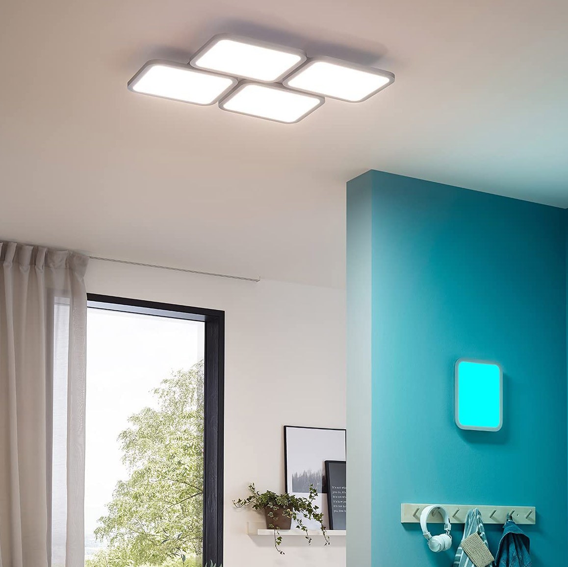 149,95 € Envío gratis | Panel LED 8W 30×25 cm. Control con APP Smartphone Pmma. Color blanco