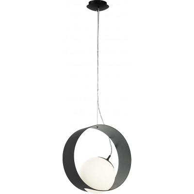 102,95 € Free Shipping | Hanging lamp Eglo 40W Round Shape 150×35 cm. Living room, dining room and bedroom. Steel and Glass. Black Color