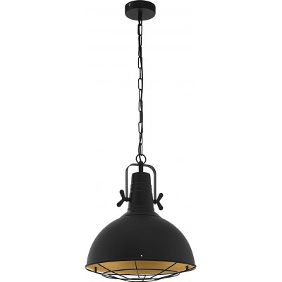 Hanging lamp Eglo 60W Spherical Shape Ø 38 cm. Living room, dining room and lobby. Steel. Black Color
