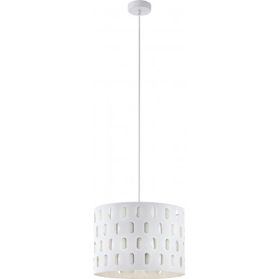 Hanging lamp Eglo Cylindrical Shape Ø 38 cm. Living room, dining room and lobby. Modern Style. Steel and Aluminum. White Color