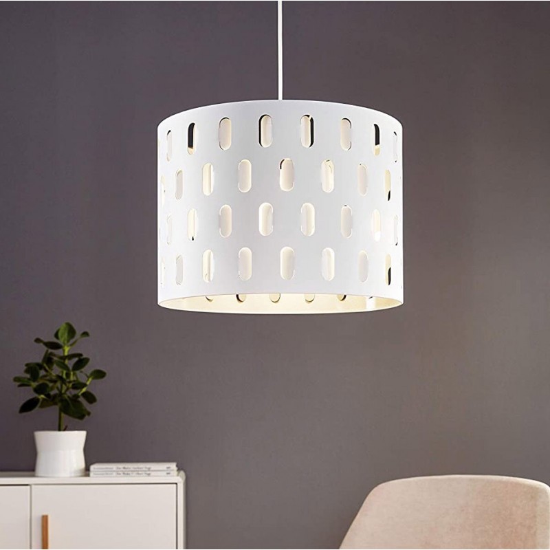 81,95 € Free Shipping | Hanging lamp Eglo Cylindrical Shape Ø 38 cm. Living room, dining room and lobby. Modern Style. Steel and Aluminum. White Color