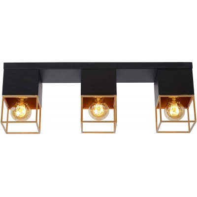 88,95 € Free Shipping | Ceiling lamp 120W Cubic Shape 54×18 cm. 3 points of light Living room, bedroom and lobby. Modern Style. Metal casting. Black Color