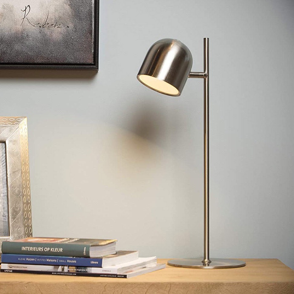 92,95 € Free Shipping | Desk lamp 5W 3000K Warm light. 46×16 cm. Metal casting and polycarbonate. Plated chrome Color