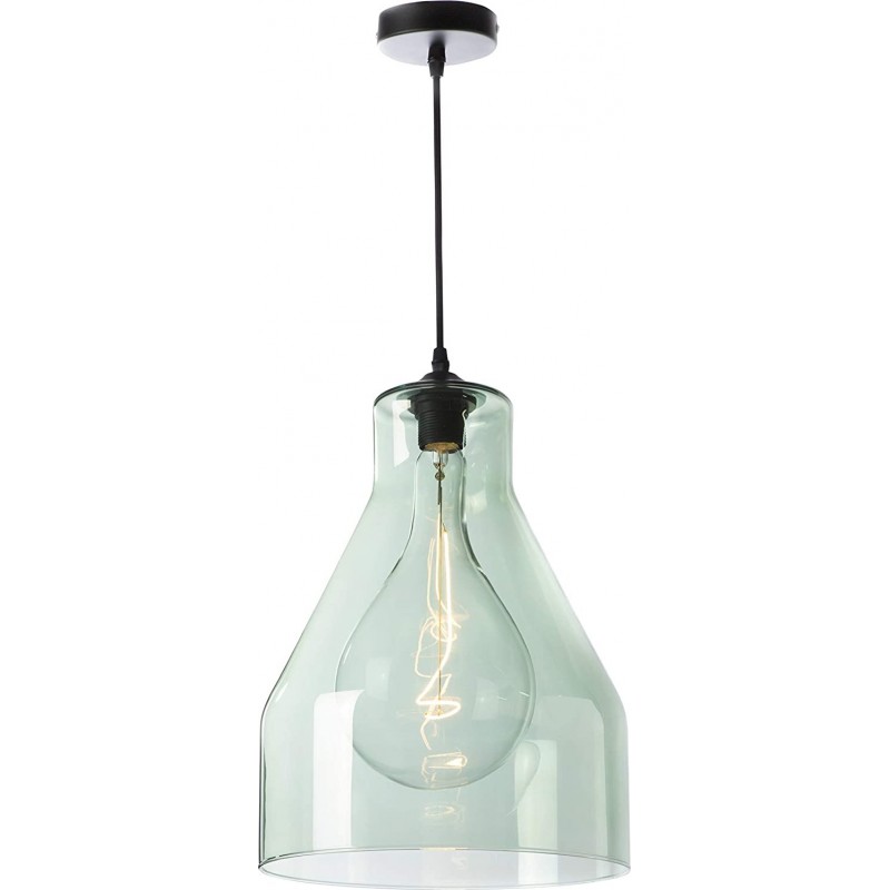 121,95 € Free Shipping | Hanging lamp 60W Conical Shape 39×29 cm. Living room, dining room and lobby. Industrial Style. Glass. Green Color
