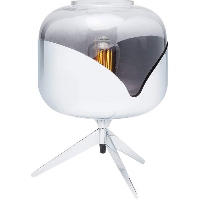 Lámpara de sobremesa 40W Forma Esférica 35×27 cm. Salón, comedor y dormitorio. Estilo moderno. Cristal. Color cromado