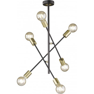 Lámpara de araña 360W Forma Esférica 82×59 cm. 6 focos Salón, comedor y vestíbulo. PMMA y Metal. Color negro