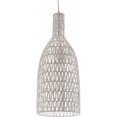 95,95 € Free Shipping | Hanging lamp 60W Ø 22 cm. Metal casting and rattan. White Color