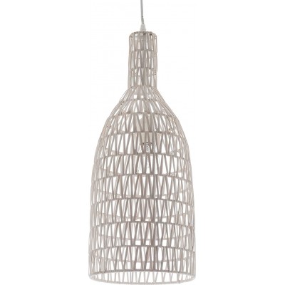 99,95 € Free Shipping | Hanging lamp 60W Cylindrical Shape Ø 22 cm. Living room, dining room and bedroom. Modern Style. Metal casting and Rattan. White Color