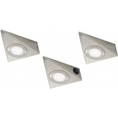3 Einheiten Box Möbelbeleuchtung 12W Dreieckig Gestalten 13×13 cm. Hilfs-LED Wohnzimmer, esszimmer und empfangshalle. Stahl. Grau Farbe